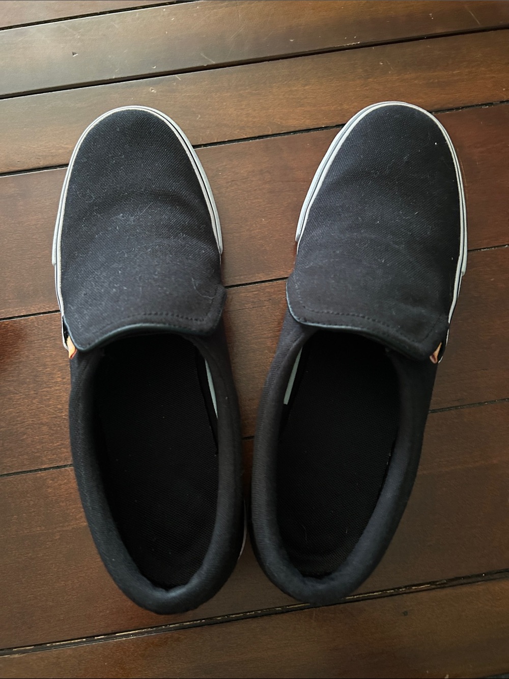 Nike Black Slip-On Canvas Loafers with White Trim